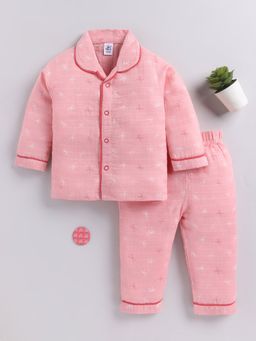 Clt.s - Pink Graphic Cotton Full Sleeves Shirt with Pyjama