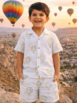 Clt.s - White Graphic Cotton Shirt with Shorts