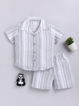 Clt.s - Grey Striped Cotton Shirt with Shorts