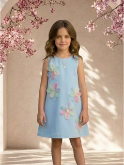 Foreverkidz - Floral Applique Tunic Knee Length Dress