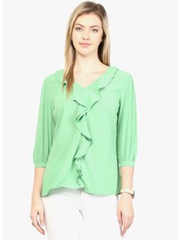 RARE - Mint Green Top Ruffled Detail