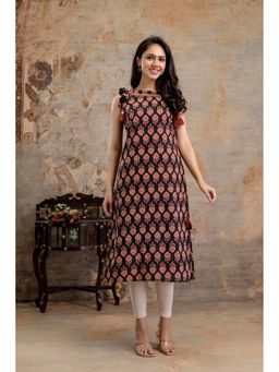 Stylum - Black Printed Cotton Straight Kurta
