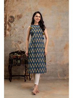 Stylum - Blue Printed Cotton Straight Kurta