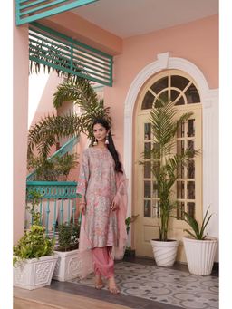 BulBul - Diya Pink Chanderi Kurta and Pant with Dupatta (Set of 3)