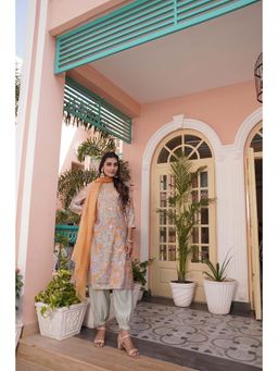 BulBul - Diya Mustard Chanderi Kurta and Salwar with Dupatta (Set of 3)