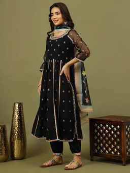 Rama's - Women Embroidered Mirror Work Kurta with Pant and with Dupatta (Set of 3)