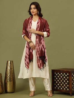 Rama's - Women Off White Straight Kurta and Pant with Dupatta (Set of 3)