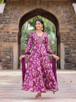 Roohaniyat - Purple Heavy Pure Festive Anarkali Kurta and Dupatta (Set of 2)