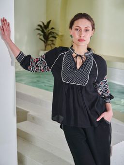 Style Island - Women's Cotton Nova Black Co-ord Top