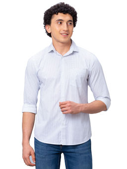 Park Avenue - Slim Fit Printed Medium Blue Shirt