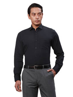Park Avenue - Slim Fit Solid Black Shirt