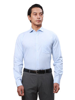 Park Avenue - Slim Fit Checks Medium Blue Shirt