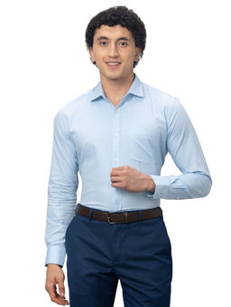 Park Avenue - Slim Fit Textured Medium Blue Shirt