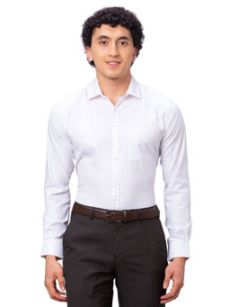 Park Avenue - Slim Fit Checkered Medium White Shirt