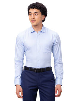 Park Avenue - Slim Fit Textured Light Blue Shirt