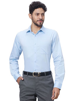 Raymond - Slim Fit Textured Medium Blue Shirt