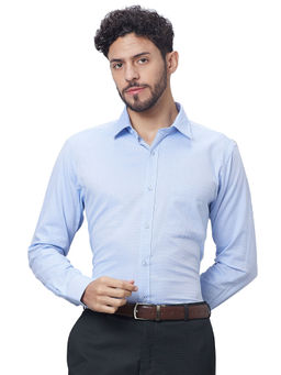 Raymond - Slim Fit Textured Medium Blue Shirt