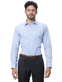 Raymond - Slim Fit Self Design Medium Blue Shirt