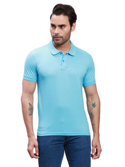 Parx - Regular Fit Solid Light Blue Polo T-Shirt