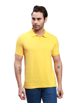 Parx - Regular Fit Solid Medium Yellow Polo T-Shirt