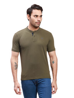 Parx - Regular Fit Solid Dark Green T-Shirt