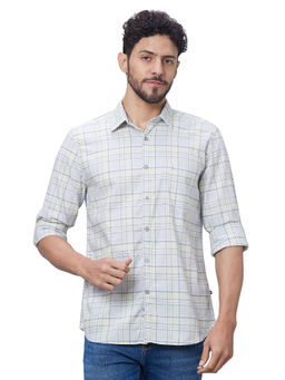 Parx - Slim Fit Checkered Light Grey Shirt