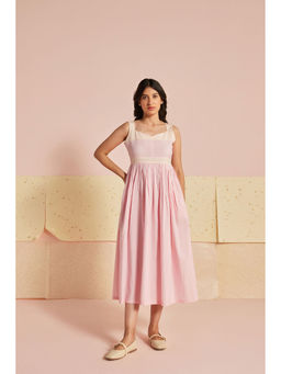 The Yellow Bow - Pastella Cotton Modal Pink Midi Dress
