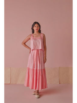 The Yellow Bow - Taffy Twirl Cotton Modal Block Printed Pink Co-Ord (Set of 2)