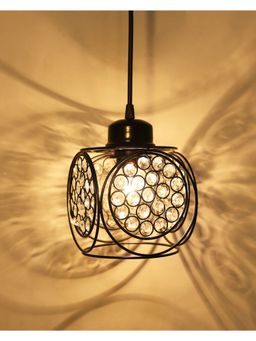 Homesake - Matt Black Crystal Ceiling Lamp, Ring Cube