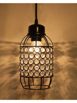 Homesake - Matt Black Crystal Ceiling Lamp,Half Capsule