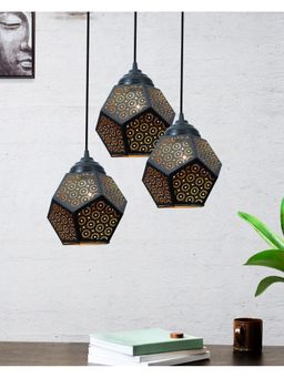 Homesake - 3-Lights Round Cluster Chandelier Black