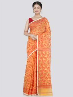 PinkLoom - Women's Soft Cotton Jamdani Saree Without Blouse Piece, Yellow