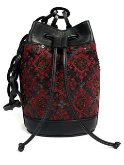 The Leather Garden - Black Lilac Black Bucket Bag