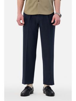 Snitch - Navy Textured Relaxed Formal Trouser