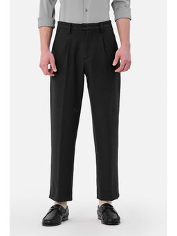 Snitch - Black Textured Relaxed Formal Trouser