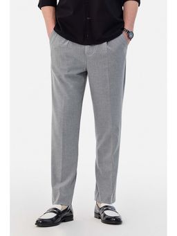 Snitch - Grey Textured Relaxed Formal Trouser