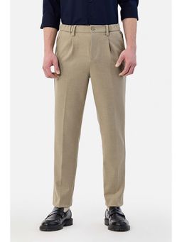 Snitch - Beige Textured Relaxed Formal Trouser