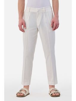 Snitch - Off White Textured Relaxed Casual Trouser