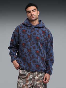 Puma - Men's All-Over-Print Fleece Blue Hoodie
