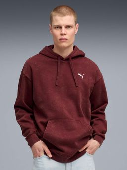 Puma - Essentials Elevated Men's Washed Relaxed Red Hoodie