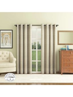 HomeTown - Amour Solid Jacquard Dim Out Curtains 7 Feet In Grey Colour (Set of 2)