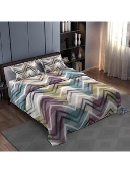 Synergized Cotton - Bedsheet With 2 Pillow Covers Cyan Mountain Layers-N5