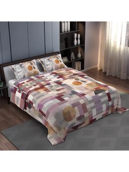 Synergized Cotton - Bedsheet With 2 Pillow Covers Maroon Leaf Abstract-N6