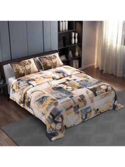 Synergized Cotton - Bedsheet With 2 Pillow Covers Yellow Leaf Mosaic-N9