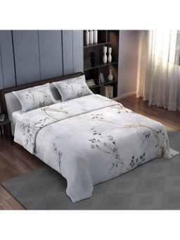 Synergized Cotton - Bedsheet With 2 Pillow Covers Grey Vine Motif-N16