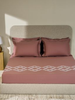 SANSAAR A D'DECOR BRAND LIVE CONSCIOUSLY - Bedsheet Brown Orange King 1 Bedsheet 2 Pillow Covers