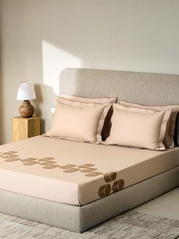 SANSAAR A D'DECOR BRAND LIVE CONSCIOUSLY - Bedsheet Beige King 1 Bedsheet 2 Pillow Covers
