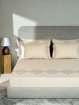 SANSAAR A D'DECOR BRAND LIVE CONSCIOUSLY - Bedsheet Sand Beige King 1 Bedsheet 2 Pillow Covers