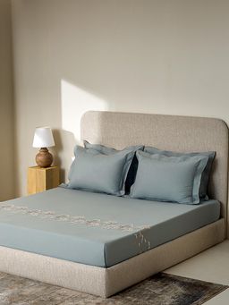 SANSAAR A D'DECOR BRAND LIVE CONSCIOUSLY - Bedsheet Blue King 1 Bedsheet 2 Pillow Covers