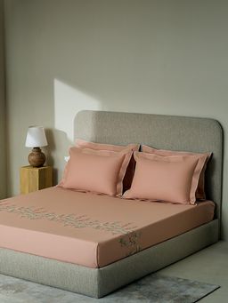 SANSAAR A D'DECOR BRAND LIVE CONSCIOUSLY - Bedsheet Tuscany Pink King 1 Bedsheet 2 Pillow Covers